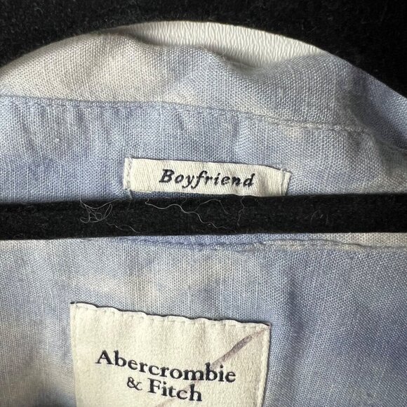 Abercrombie & fitch linen boyfriend‎ button up top blue tie dye women’s size S - Picture 5 of 9